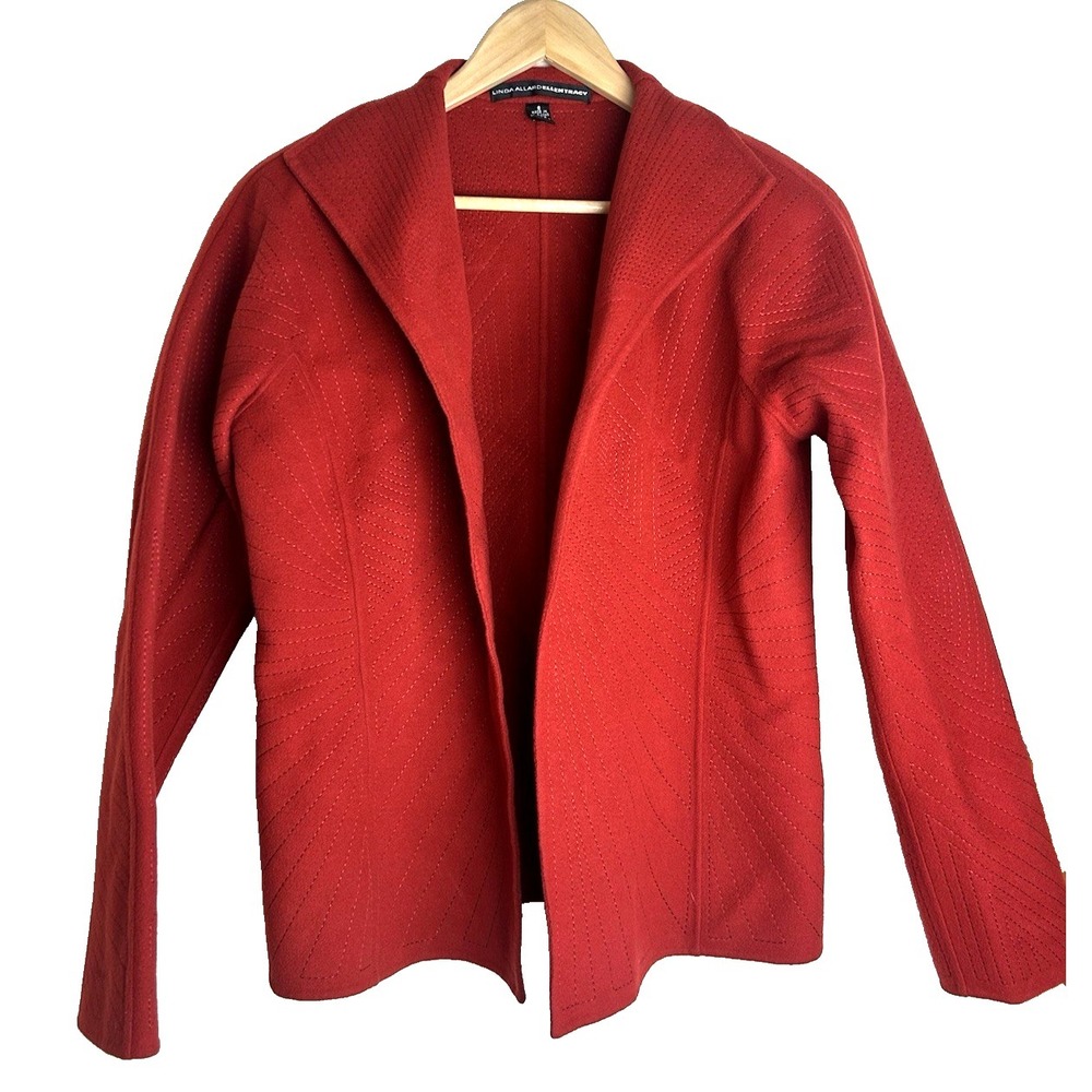 Linda Allard Ellen Tracy 100% Wool Red Blazer Grandmacore Closet Staple Size 8